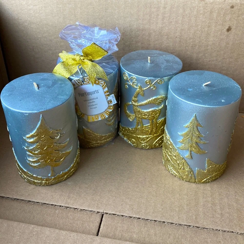 Pier 1 Imports Silver and Gold Unscented Candles